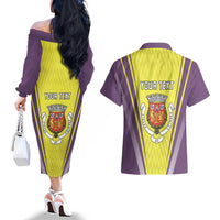 Personalized Coimbra Portugal Couples Matching Off The Shoulder Long Sleeve Dress and Hawaiian Shirt Sporty Style - Wonder Print Shop