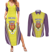 Personalized Coimbra Portugal Couples Matching Summer Maxi Dress and Long Sleeve Button Shirt Sporty Style - Wonder Print Shop