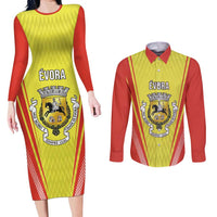 Personalized Evora Portugal Couples Matching Long Sleeve Bodycon Dress and Long Sleeve Button Shirt Sporty Style - Wonder Print Shop