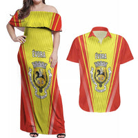 Personalized Evora Portugal Couples Matching Off Shoulder Maxi Dress and Hawaiian Shirt Sporty Style - Wonder Print Shop