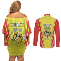 Personalized Evora Portugal Couples Matching Off Shoulder Short Dress and Long Sleeve Button Shirt Sporty Style - Wonder Print Shop