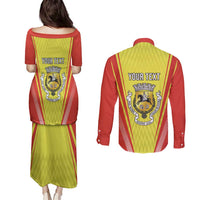 Personalized Evora Portugal Couples Matching Puletasi and Long Sleeve Button Shirt Sporty Style - Wonder Print Shop