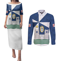 Faro Portugal Couples Matching Puletasi and Long Sleeve Button Shirt Sporty Style - Wonder Print Shop