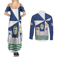 Faro Portugal Couples Matching Summer Maxi Dress and Long Sleeve Button Shirt Sporty Style - Wonder Print Shop