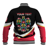 Personalized Poland Wycinanki Eagle Baseball Jacket Polish Traditional Floral Folk Pattern - Wonder Print Shop