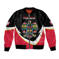 Personalized Poland Wycinanki Eagle Bomber Jacket Polish Traditional Floral Folk Pattern - Wonder Print Shop