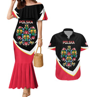 Personalized Poland Wycinanki Eagle Couples Matching Mermaid Dress and Hawaiian Shirt Polish Traditional Floral Folk Pattern - Wonder Print Shop