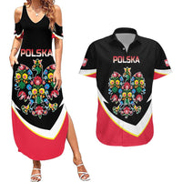 Personalized Poland Wycinanki Eagle Couples Matching Summer Maxi Dress and Hawaiian Shirt Polish Traditional Floral Folk Pattern - Wonder Print Shop
