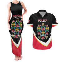 Personalized Poland Wycinanki Eagle Couples Matching Tank Maxi Dress and Hawaiian Shirt Polish Traditional Floral Folk Pattern - Wonder Print Shop