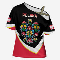 Personalized Poland Wycinanki Eagle Cross Shoulder Shirt Polish Traditional Floral Folk Pattern - Wonder Print Shop
