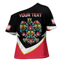 Personalized Poland Wycinanki Eagle Cross Shoulder Shirt Polish Traditional Floral Folk Pattern - Wonder Print Shop
