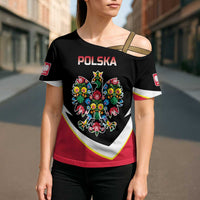Personalized Poland Wycinanki Eagle Cross Shoulder Shirt Polish Traditional Floral Folk Pattern - Wonder Print Shop