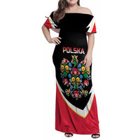 Personalized Poland Wycinanki Eagle Family Matching Off Shoulder Maxi Dress and Hawaiian Shirt Polish Traditional Floral Folk Pattern - Wonder Print Shop
