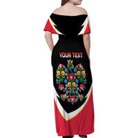Personalized Poland Wycinanki Eagle Family Matching Off Shoulder Maxi Dress and Hawaiian Shirt Polish Traditional Floral Folk Pattern - Wonder Print Shop