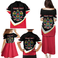 Personalized Poland Wycinanki Eagle Family Matching Puletasi and Hawaiian Shirt Polish Traditional Floral Folk Pattern - Wonder Print Shop