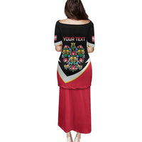 Personalized Poland Wycinanki Eagle Family Matching Puletasi and Hawaiian Shirt Polish Traditional Floral Folk Pattern - Wonder Print Shop