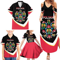 Personalized Poland Wycinanki Eagle Family Matching Summer Maxi Dress and Hawaiian Shirt Polish Traditional Floral Folk Pattern - Wonder Print Shop