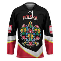 Personalized Poland Wycinanki Eagle Hockey Jersey Polish Traditional Floral Folk Pattern - Wonder Print Shop