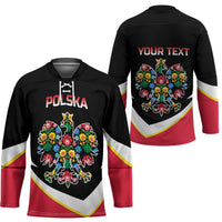 Personalized Poland Wycinanki Eagle Hockey Jersey Polish Traditional Floral Folk Pattern - Wonder Print Shop