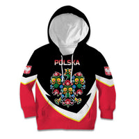 Personalized Poland Wycinanki Eagle Kid Hoodie Polish Traditional Floral Folk Pattern - Wonder Print Shop