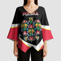 Personalized Poland Wycinanki Eagle Kimono Sleeve Blouse Polish Traditional Floral Folk Pattern - Wonder Print Shop