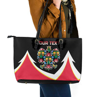 Personalized Poland Wycinanki Eagle Leather Tote Bag Polish Traditional Floral Folk Pattern - Wonder Print Shop