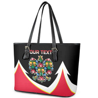 Personalized Poland Wycinanki Eagle Leather Tote Bag Polish Traditional Floral Folk Pattern - Wonder Print Shop