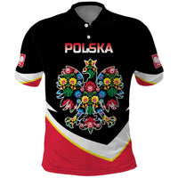 Personalized Poland Wycinanki Eagle Polo Shirt Polish Traditional Floral Folk Pattern - Wonder Print Shop