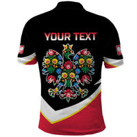 Personalized Poland Wycinanki Eagle Polo Shirt Polish Traditional Floral Folk Pattern - Wonder Print Shop