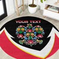 Personalized Poland Wycinanki Eagle Round Carpet Polish Traditional Floral Folk Pattern - Wonder Print Shop