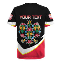 Personalized Poland Wycinanki Eagle Rugby Jersey Polish Traditional Floral Folk Pattern - Wonder Print Shop