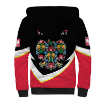 Personalized Poland Wycinanki Eagle Sherpa Hoodie Polish Traditional Floral Folk Pattern - Wonder Print Shop