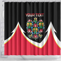 Personalized Poland Wycinanki Eagle Shower Curtain Polish Traditional Floral Folk Pattern - Wonder Print Shop