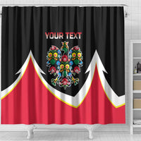 Personalized Poland Wycinanki Eagle Shower Curtain Polish Traditional Floral Folk Pattern - Wonder Print Shop