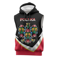 Personalized Poland Wycinanki Eagle Sleeveless Hoodie Polish Traditional Floral Folk Pattern - Wonder Print Shop