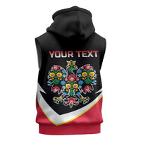 Personalized Poland Wycinanki Eagle Sleeveless Hoodie Polish Traditional Floral Folk Pattern - Wonder Print Shop