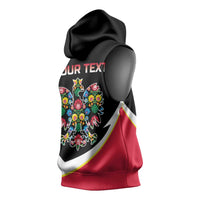 Personalized Poland Wycinanki Eagle Sleeveless Hoodie Polish Traditional Floral Folk Pattern - Wonder Print Shop