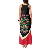 Personalized Poland Wycinanki Eagle Tank Maxi Dress Polish Traditional Floral Folk Pattern - Wonder Print Shop