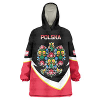 Personalized Poland Wycinanki Eagle Wearable Blanket Hoodie Polish Traditional Floral Folk Pattern - Wonder Print Shop