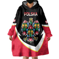 Personalized Poland Wycinanki Eagle Wearable Blanket Hoodie Polish Traditional Floral Folk Pattern - Wonder Print Shop