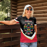 Personalized Poland Wycinanki Eagle Women Polo Shirt Polish Traditional Floral Folk Pattern - Wonder Print Shop