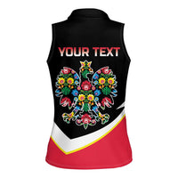 Personalized Poland Wycinanki Eagle Women Sleeveless Polo Shirt Polish Traditional Floral Folk Pattern - Wonder Print Shop