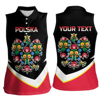Personalized Poland Wycinanki Eagle Women Sleeveless Polo Shirt Polish Traditional Floral Folk Pattern - Wonder Print Shop