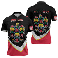 Personalized Poland Wycinanki Eagle Zipper Polo Shirt Polish Traditional Floral Folk Pattern - Wonder Print Shop
