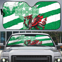 Wales Celtic Cross Auto Sun Shade Cymru Am Byth Green Version - Wonder Print Shop