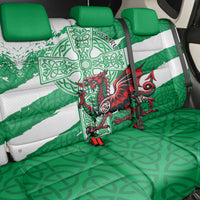 Wales Celtic Cross Back Car Seat Cover Cymru Am Byth Green Version - Wonder Print Shop