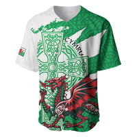Wales Celtic Cross Baseball Jersey Cymru Am Byth Green Version - Wonder Print Shop