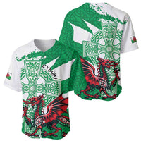 Wales Celtic Cross Baseball Jersey Cymru Am Byth Green Version - Wonder Print Shop