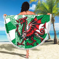 Wales Celtic Cross Beach Blanket Cymru Am Byth Green Version - Wonder Print Shop