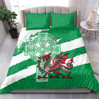 Wales Celtic Cross Bedding Set Cymru Am Byth Green Version - Wonder Print Shop